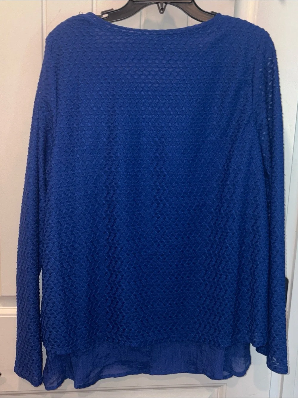 Kim Rogers Royal Blue Long Sleeve Textured Women's lined Top in large